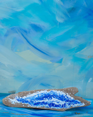 Painted Wave on Driftwood – Coastal Driftwood Art