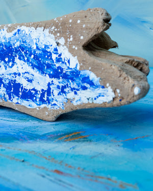 Painted Wave on Driftwood – Coastal Driftwood Art