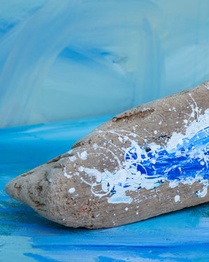 Painted Wave on Driftwood – Coastal Driftwood Art