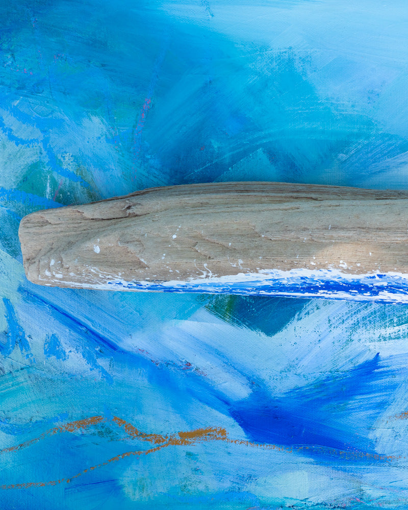 Painted Wave on Driftwood – Coastal Driftwood Art