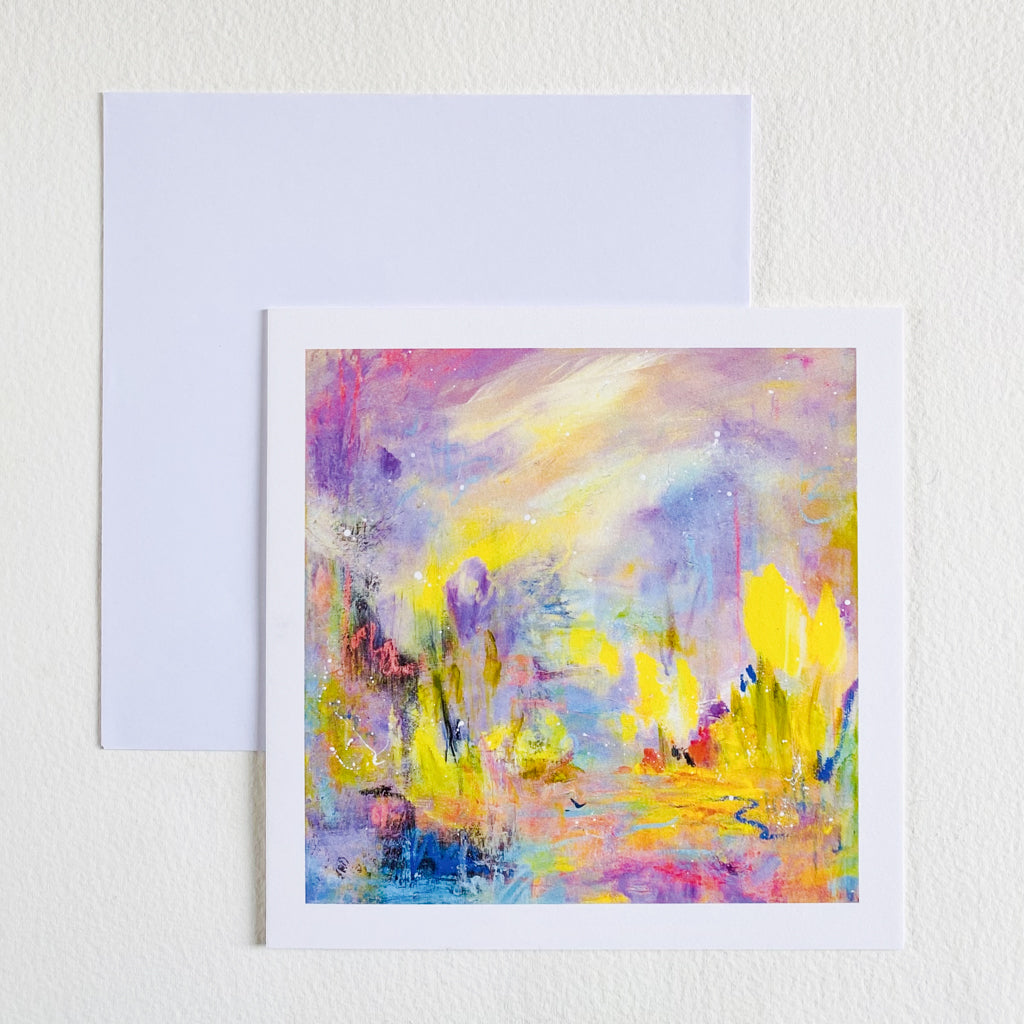 Echoes of Birdsong| Floral Abstract Blank Greetings Card