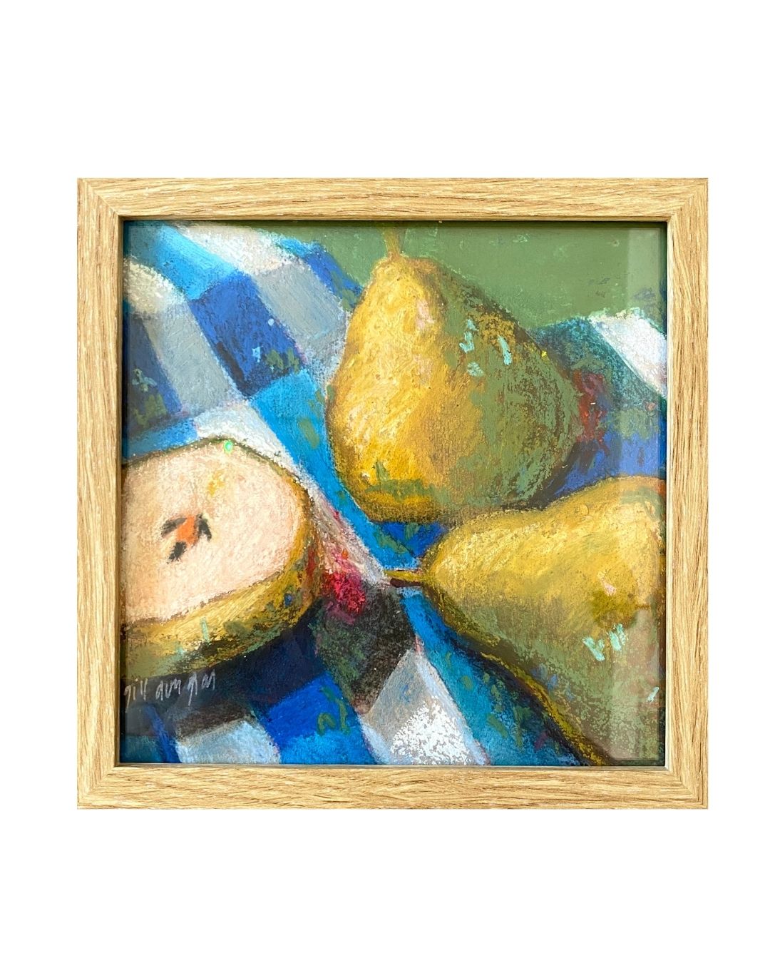 GD04f Pears Pastels/Mixed Media on Canvas Panel by Gill Douglas