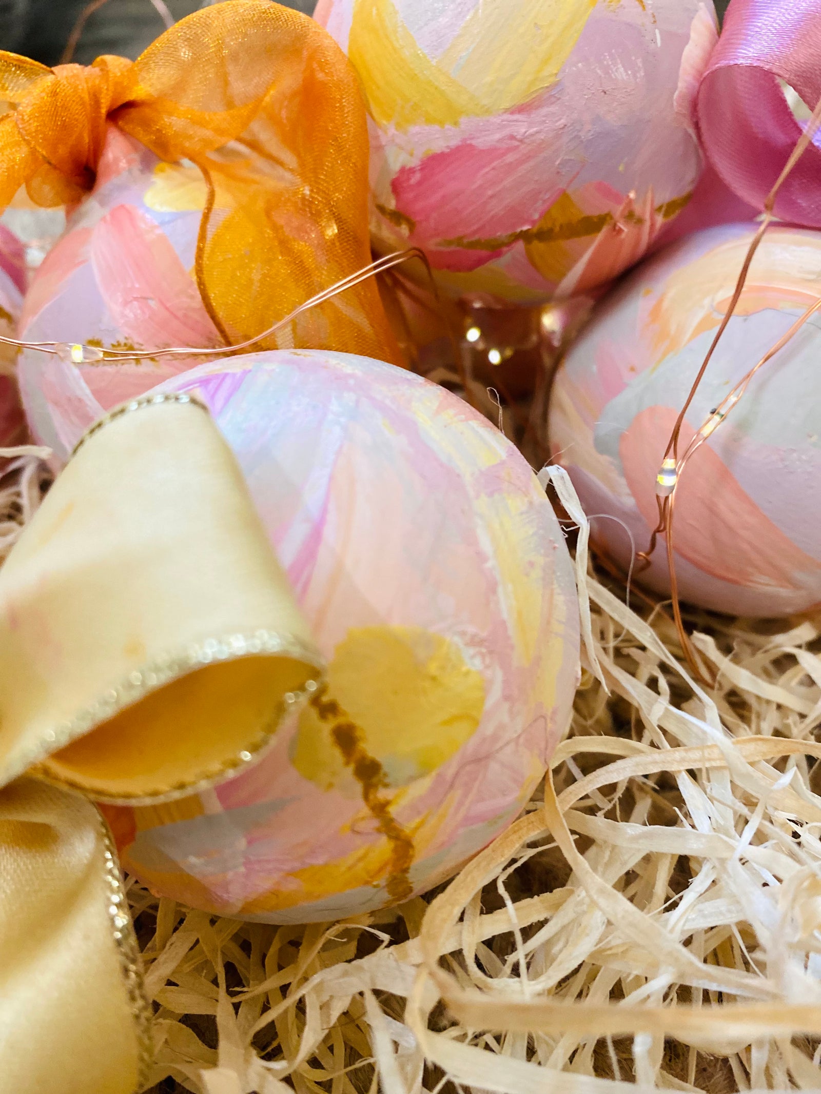 Love Letters Pink Painted Ceramic Ornament Bauble