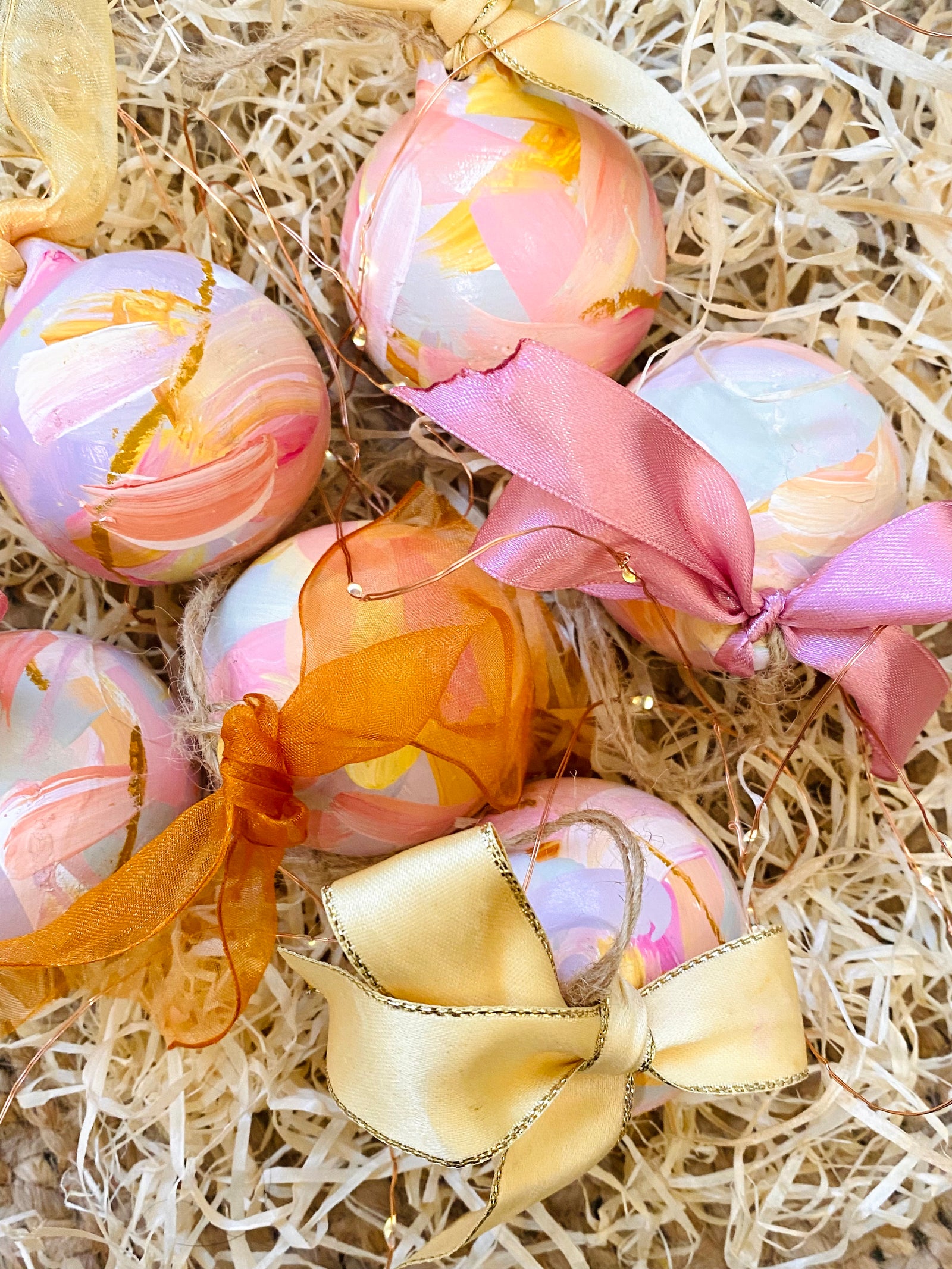 Love Letters Pink Painted Ceramic Ornament Bauble