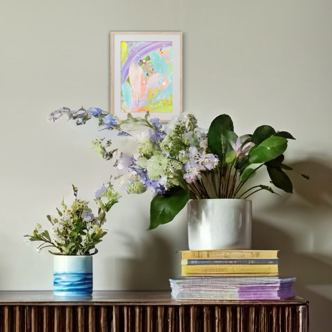 Seafoam Citrus Sorbet Aperitif | Abstract Painting on Paper