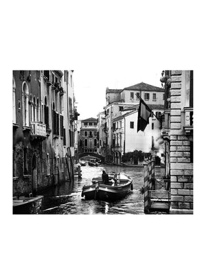 ‘Go With the Flow’ – Black & White Venice on Canvas Photograph by Jack Delahoy
