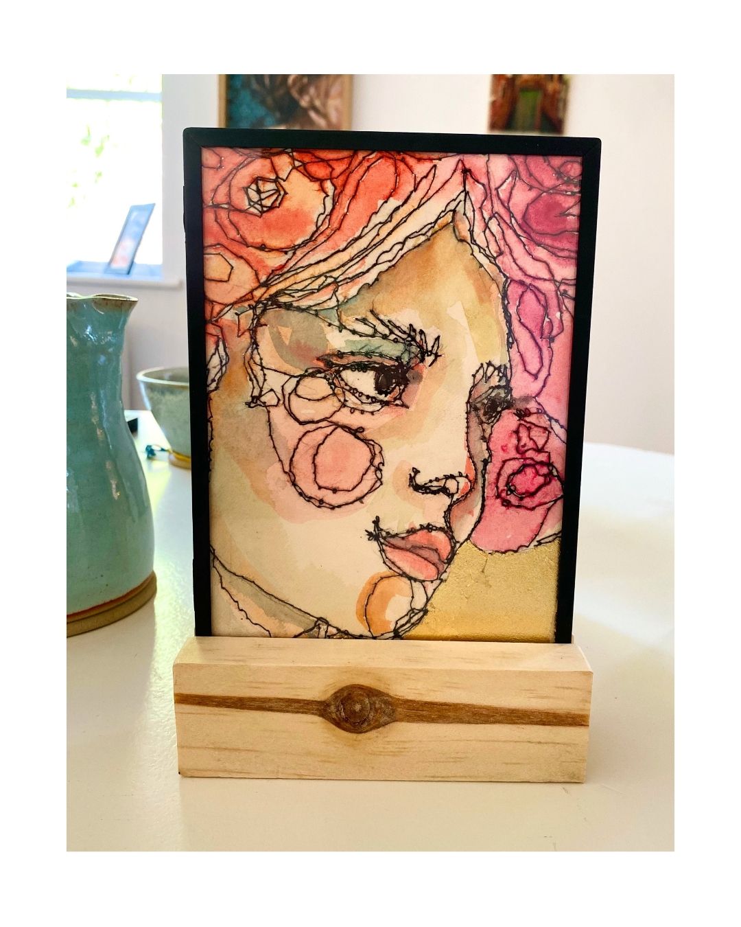 GD07g Watercolours With Stitching by Gill Douglas
