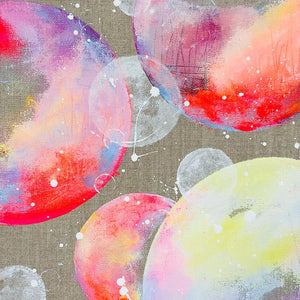 Framed Bright Moon Painting on Raw Linen 44