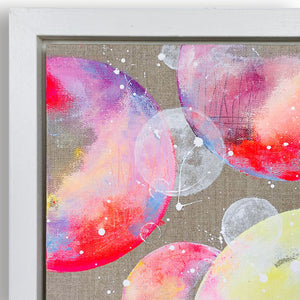 Framed Bright Moon Painting on Raw Linen 44