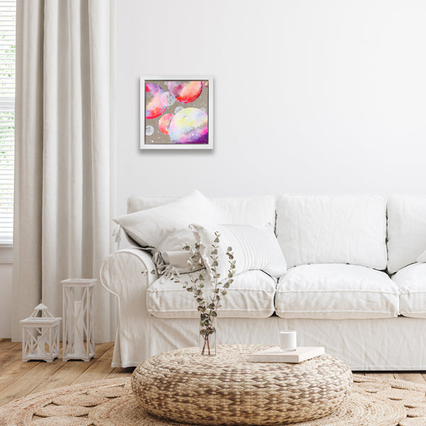 Framed Bright Moon Painting on Raw Linen 44