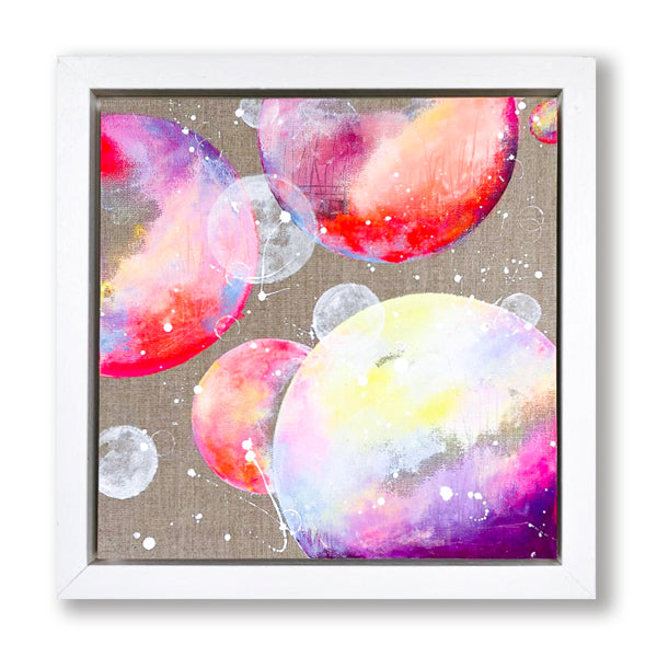 Framed Bright Moon Painting on Raw Linen 44