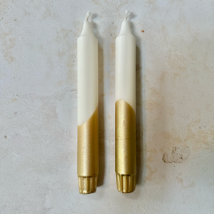 Gold & Cream Hand Dipped Dinner Candles