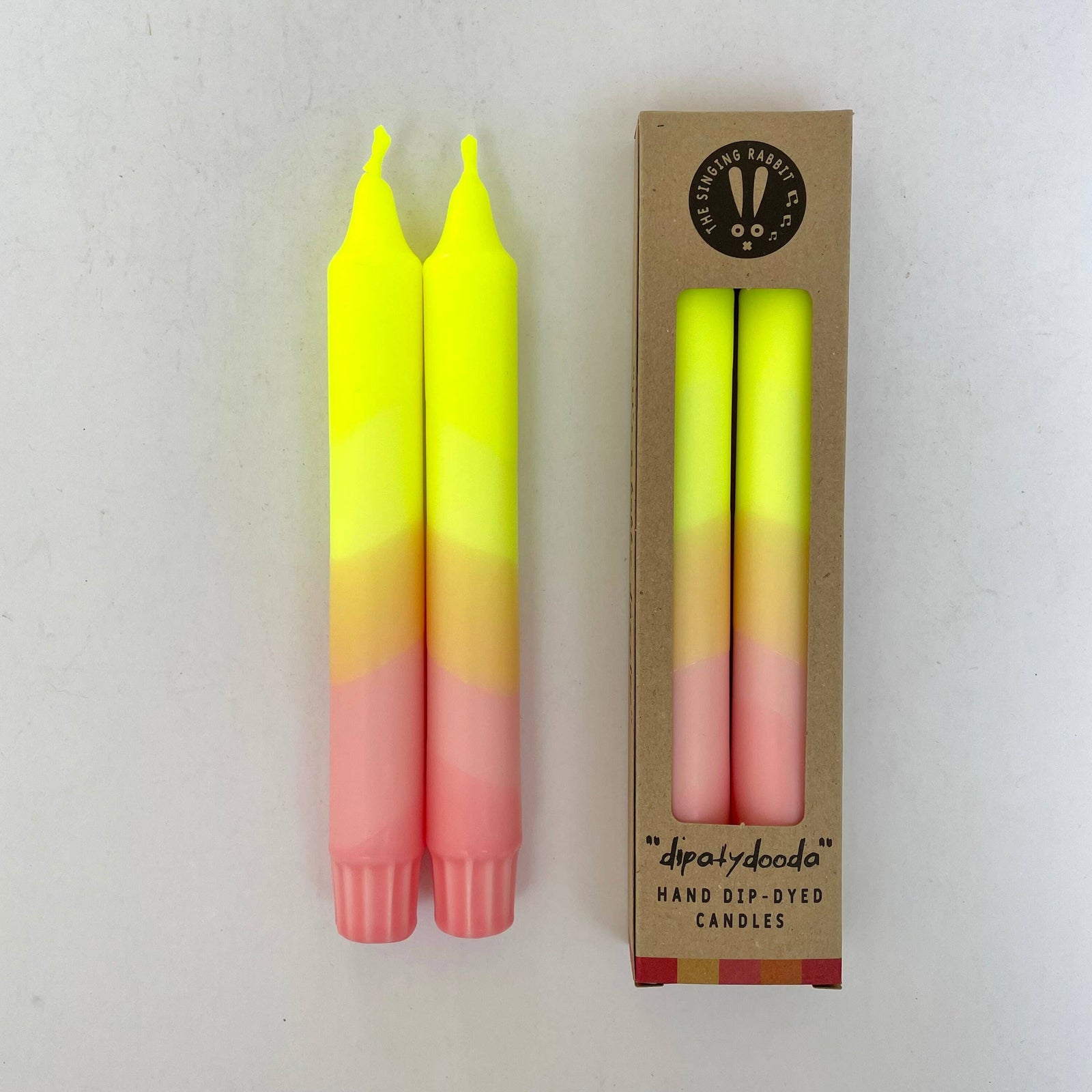Neon Yellow and Sherbert Pink Dip Dyed Dinner Candles