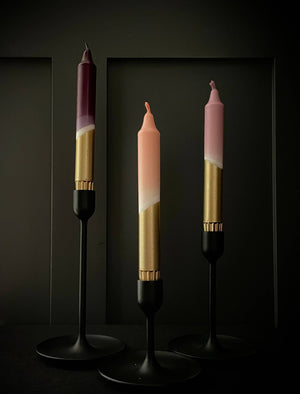 Aubergine, Heather, Blush Pink & Gold Dip Dye Dinner Candles
