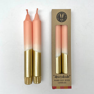 Blush Pink & Gold Dip Dyed Dinner Candles