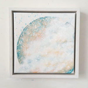 Amidst Framed 24cm moon painting in turquoise peach