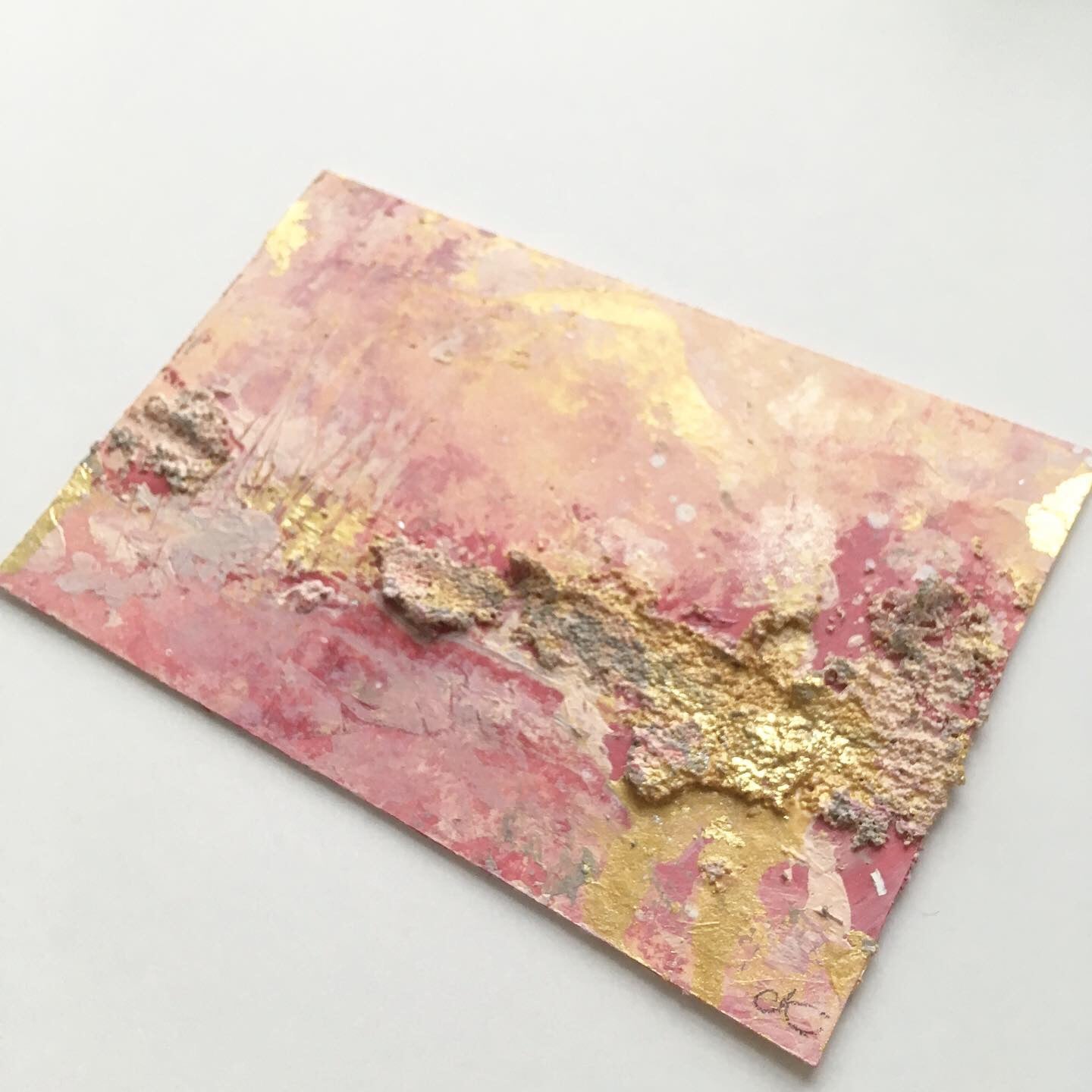 Sunlit Bayou abstract painting in pinks & neutrals