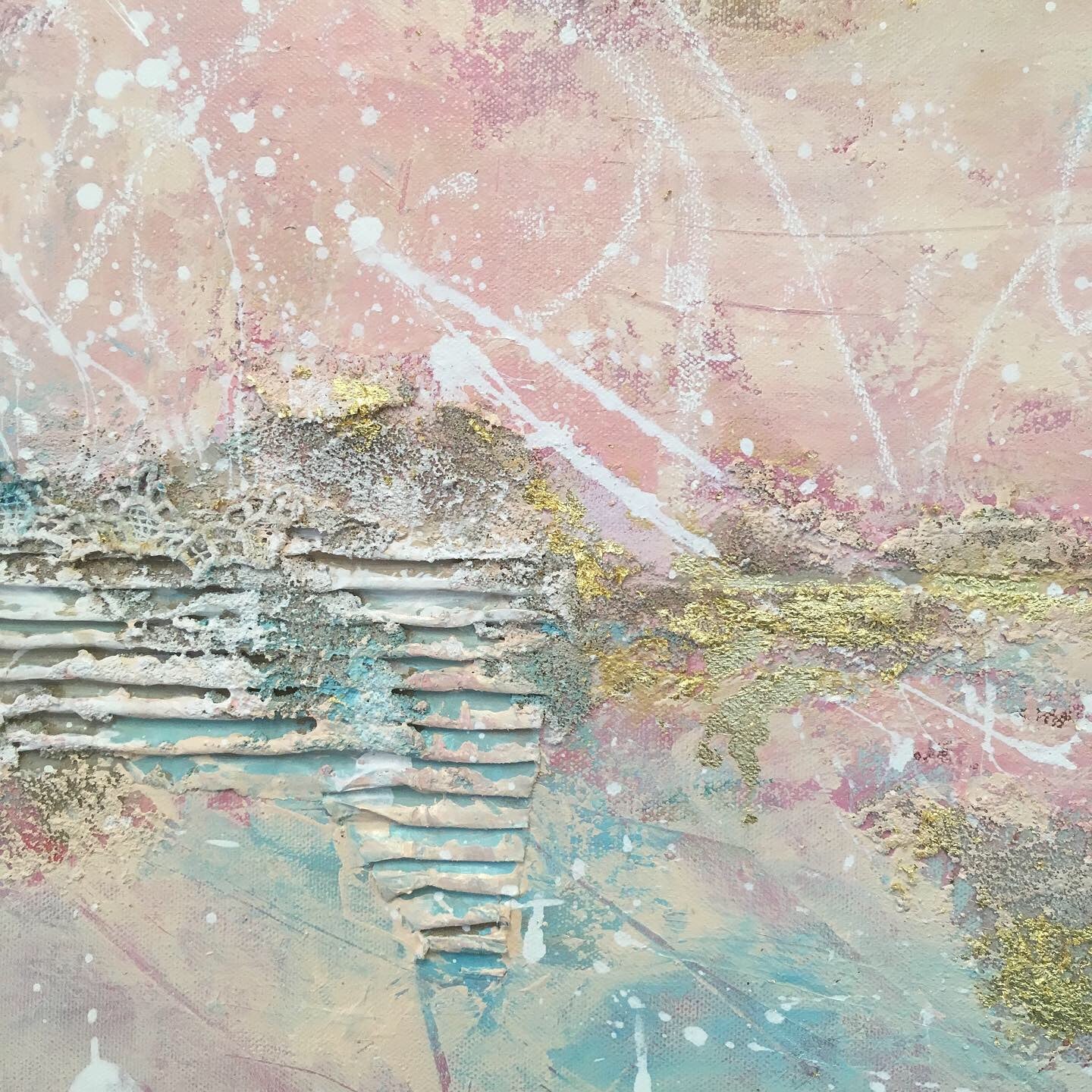 Twilit Inlet abstract painting in pinks & neutrals