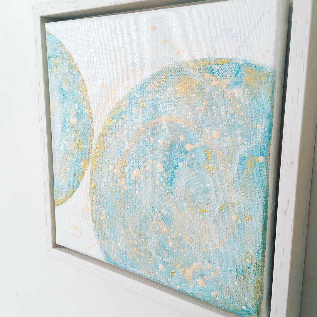 Safety  | Mer Lunaires Series | Abstract painting moon turquoise peach