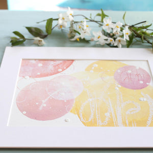 Pink Lemonade Moon Painting 8" x 10"