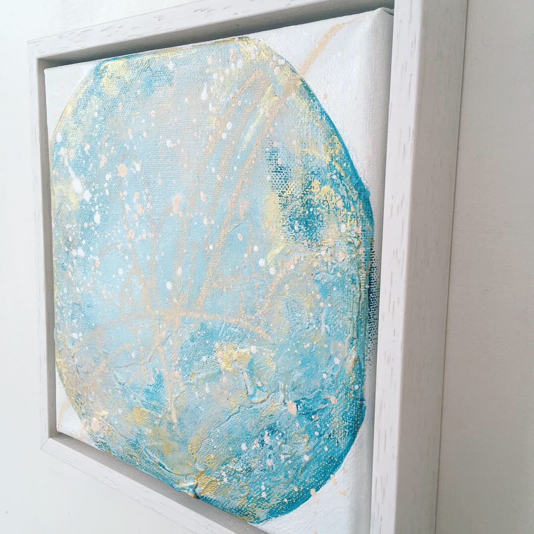Moonscape #111 Clarity | Mer Lunaires Series | Abstract painting moon turquoise peach