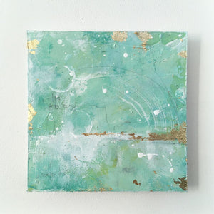 Shifting Sands | Green Abstract Landscape Mini Painting 20cm