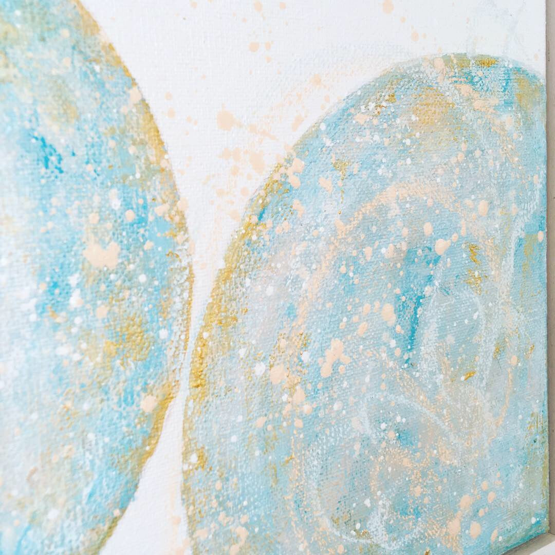 Safety  | Mer Lunaires Series | Abstract painting moon turquoise peach