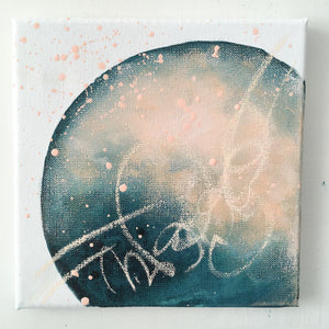 Rebirth | moon painting in petrol green blue peach