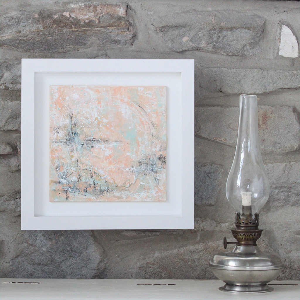 Sunset Lagoon Framed Abstract Landscape Painting 30cm sq