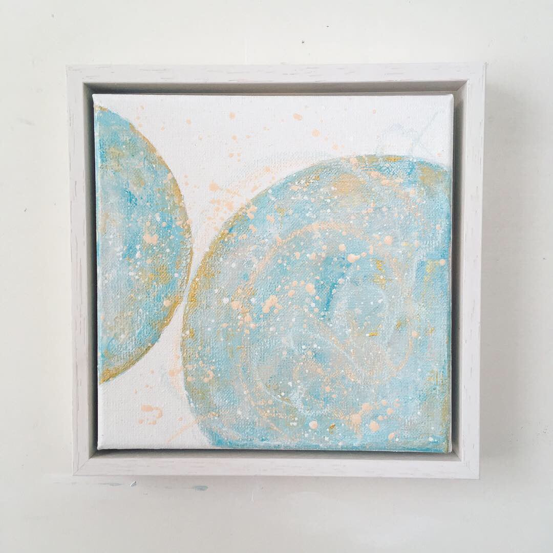 Safety  | Mer Lunaires Series | Abstract painting moon turquoise peach