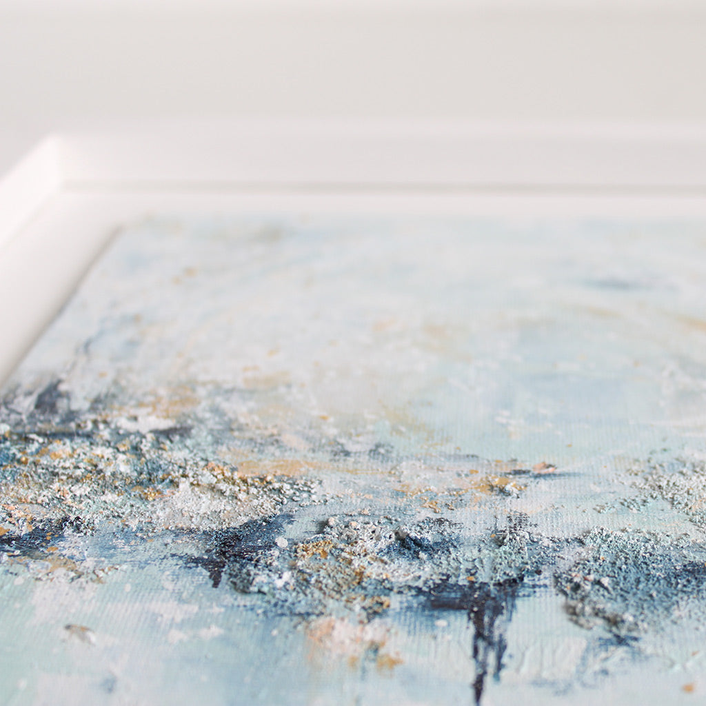 Tranquil Waters Framed Abstract Landscape Painting 30cm sq