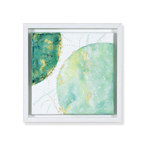 Affinity | Green earth moon painting 20cm x 20cm