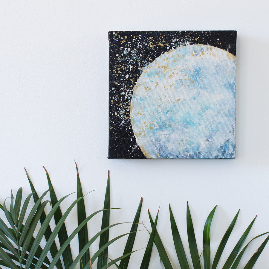 Stardust Moon Painting on Canvas 20cm x 20cm