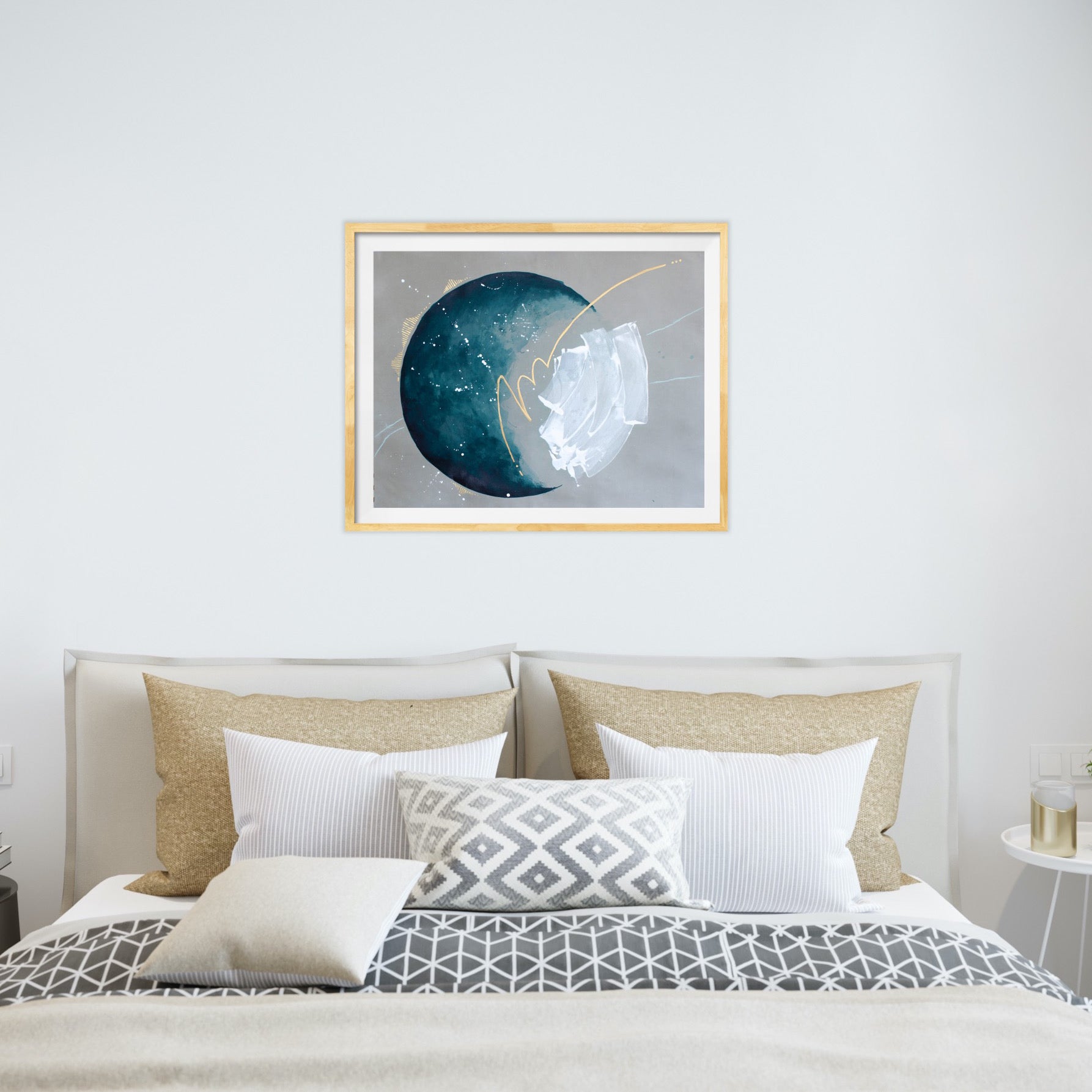 Seaspray Moon Painting Deep Indigo 50cm x 65m