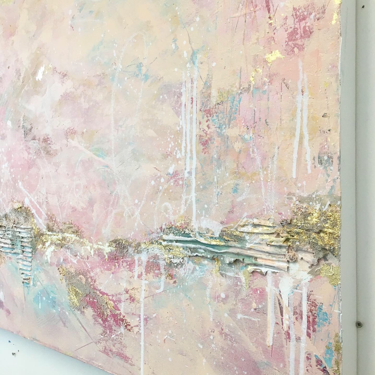 Twilit Inlet abstract painting in pinks & neutrals