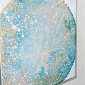Moonscape #111 Clarity | Mer Lunaires Series | Abstract painting moon turquoise peach