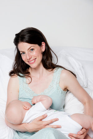Breastfeeding in Maternity Pyjama Set in Duck Egg