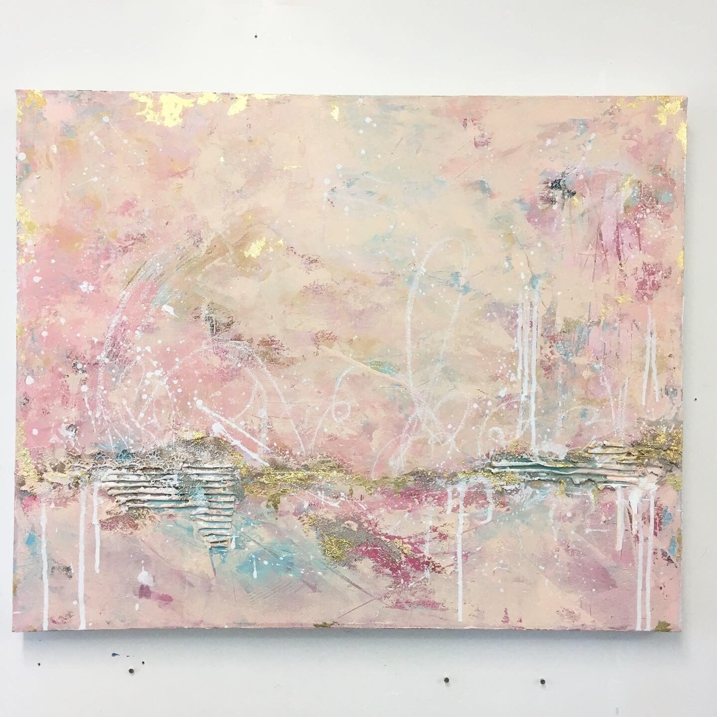 Twilit Inlet abstract painting in pinks & neutrals