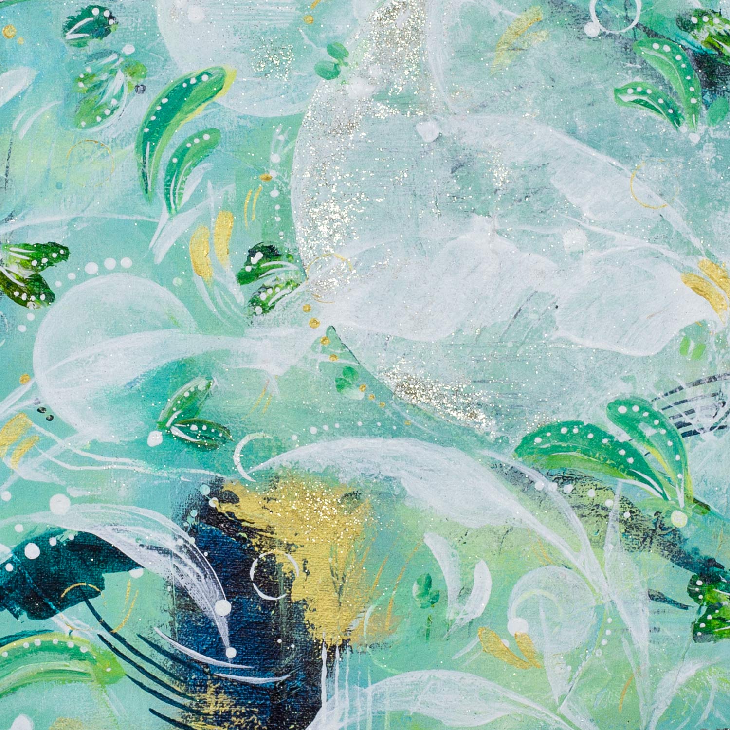 Leafdrift | Green Rainforest Painting 30cm x 40cm