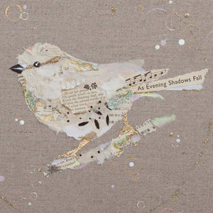 Albert Ephemera Bird Painting on Raw Linen Canvas
