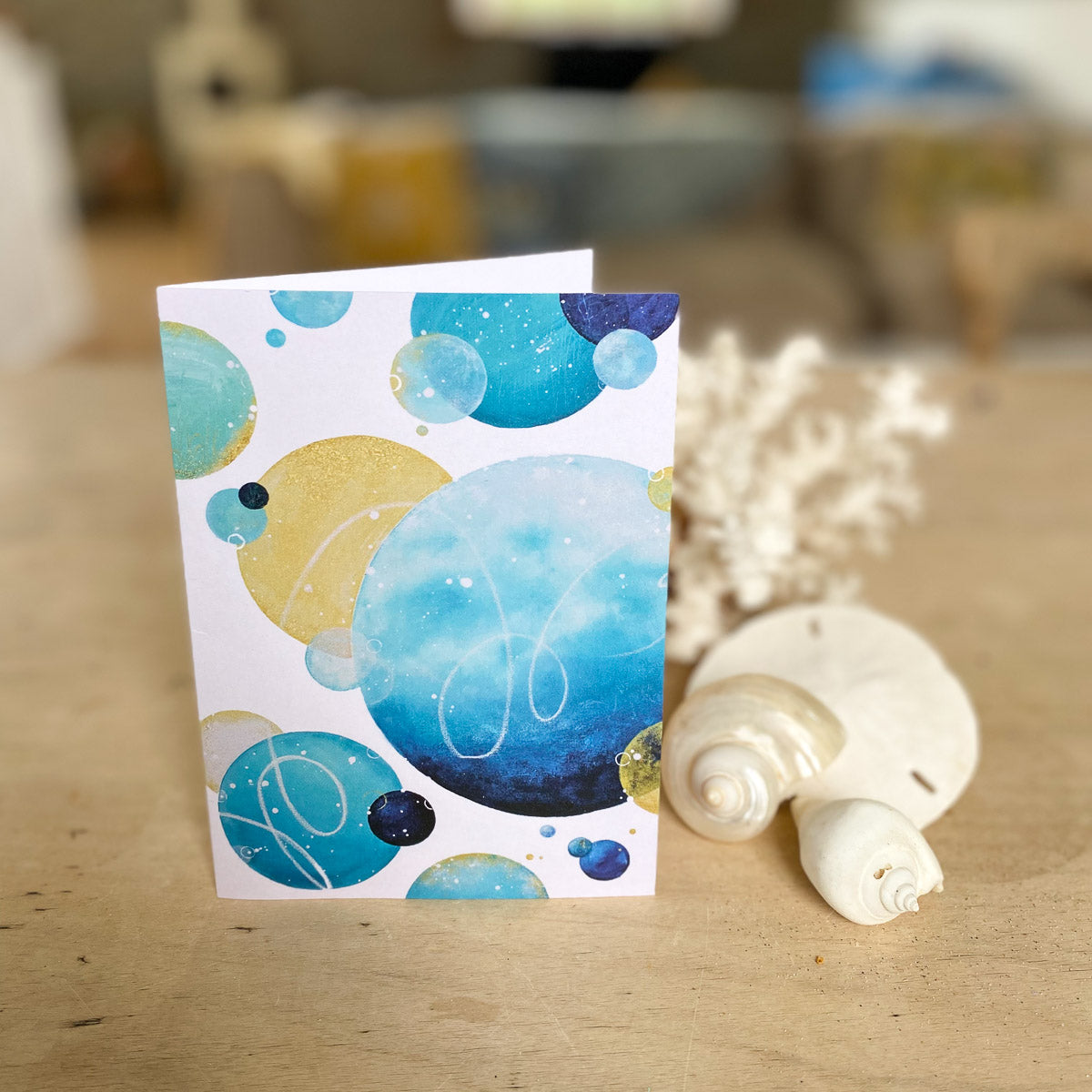 Greetings Card Blue Infinity Bubbles