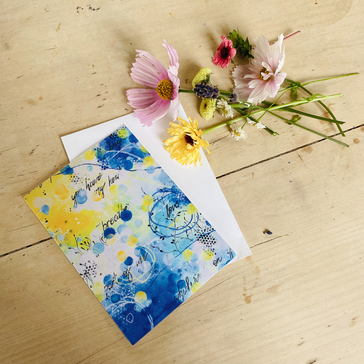 Greetings Card Blue Yellow Oceans Apart