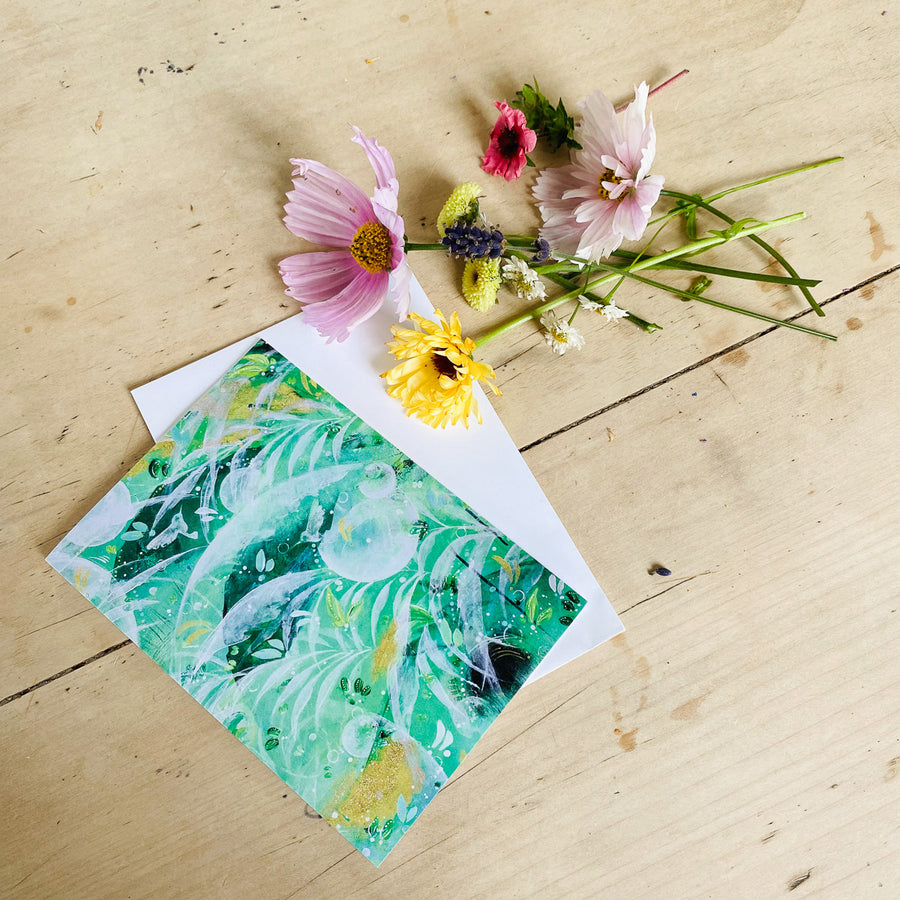 Greetings Card Flourish Green Rainforest