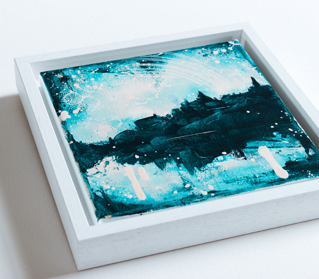 Reflections over the Rhine Painting Turquoise Blush Pink 20cm x 20cm