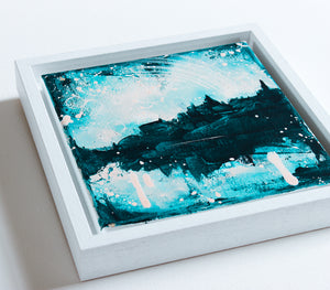 Reflections over the Rhine Painting Turquoise Blush Pink 20cm x 20cm
