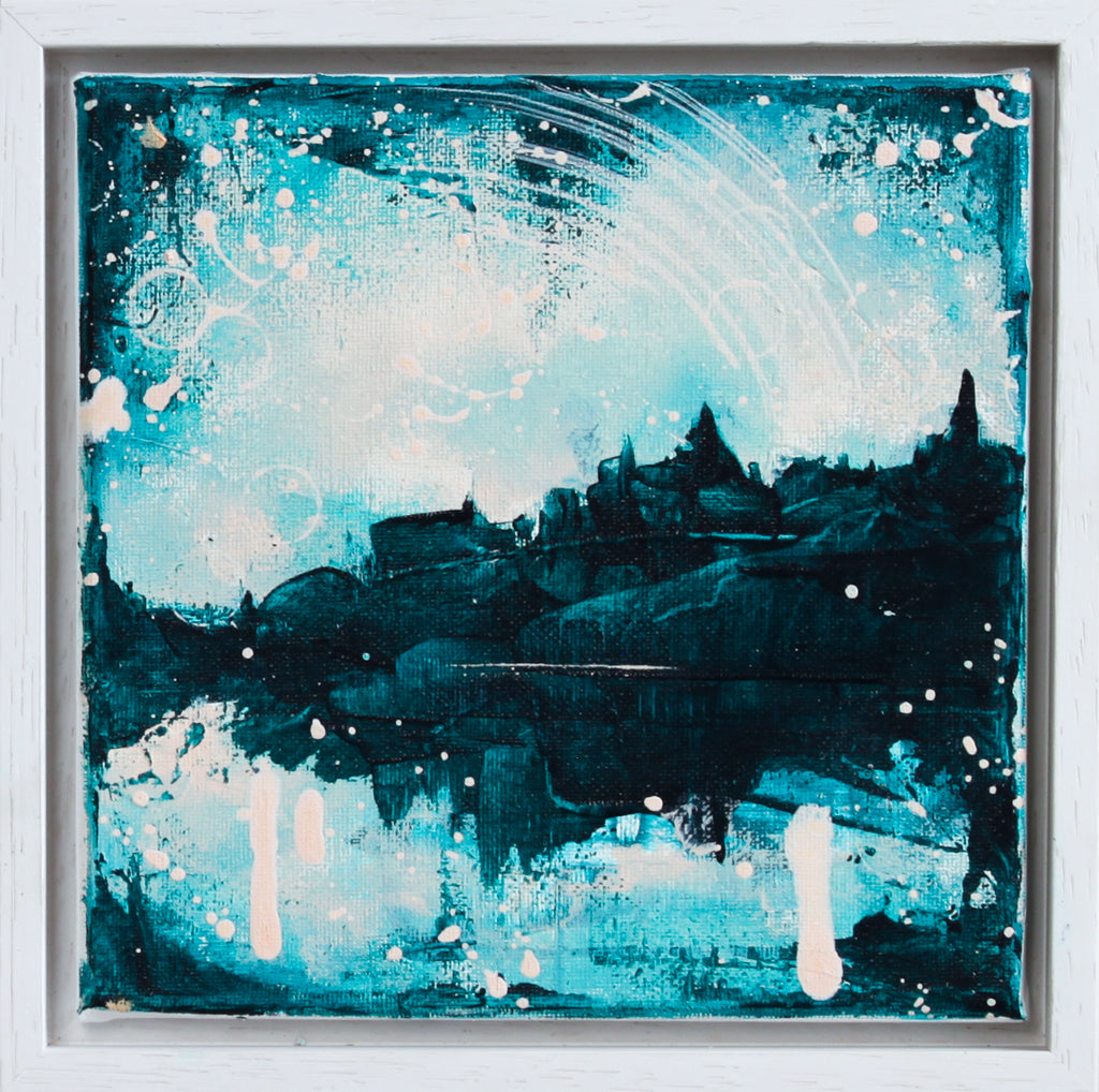 Reflections over the Rhine Painting Turquoise Blush Pink 20cm x 20cm