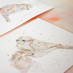 Doris Ephemera Bird Painting on A3 Watercolour