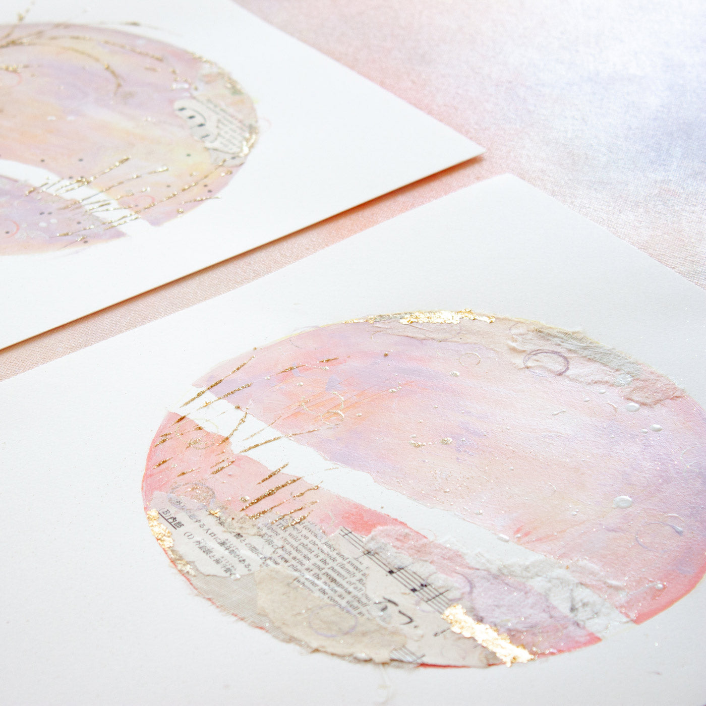 Embers Alight | Vintage Ephemera Moon Painting on A3 Watercolour