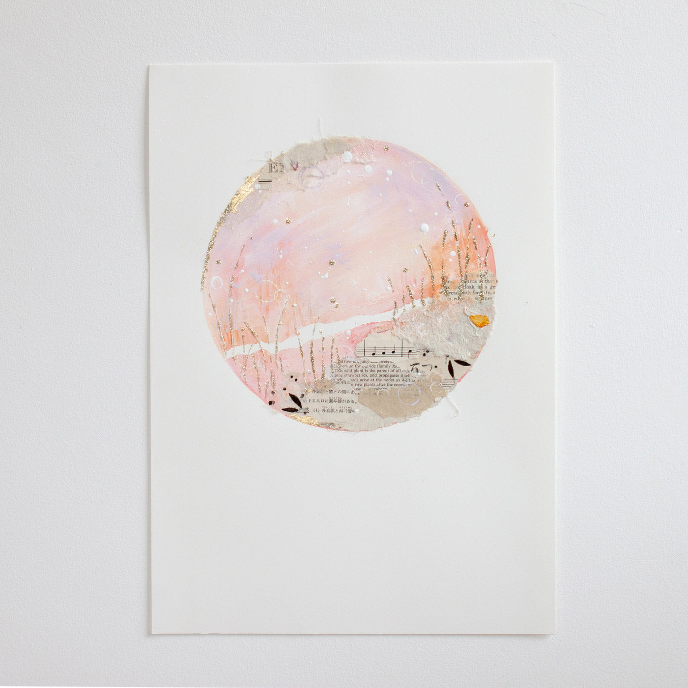 Embers Alight | Vintage Ephemera Moon Painting on A3 Watercolour