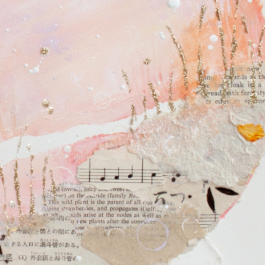 Embers Alight | Vintage Ephemera Moon Painting on A3 Watercolour